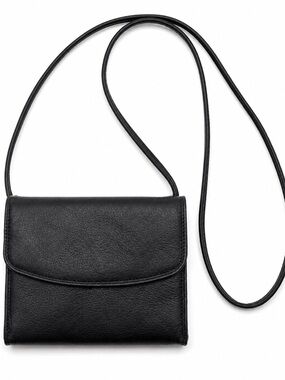 Vintage Genuine Leather Black Crossbody Wallet Purse | 2-in-1 Belt Bag
